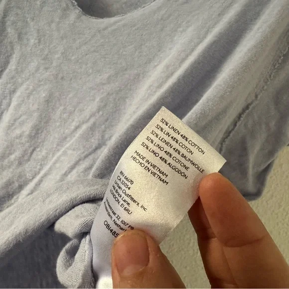 Free People Oversized Over U Tee NEW Medium Blue Moon Linen Blend Grunge Cropped - Picture 10 of 12